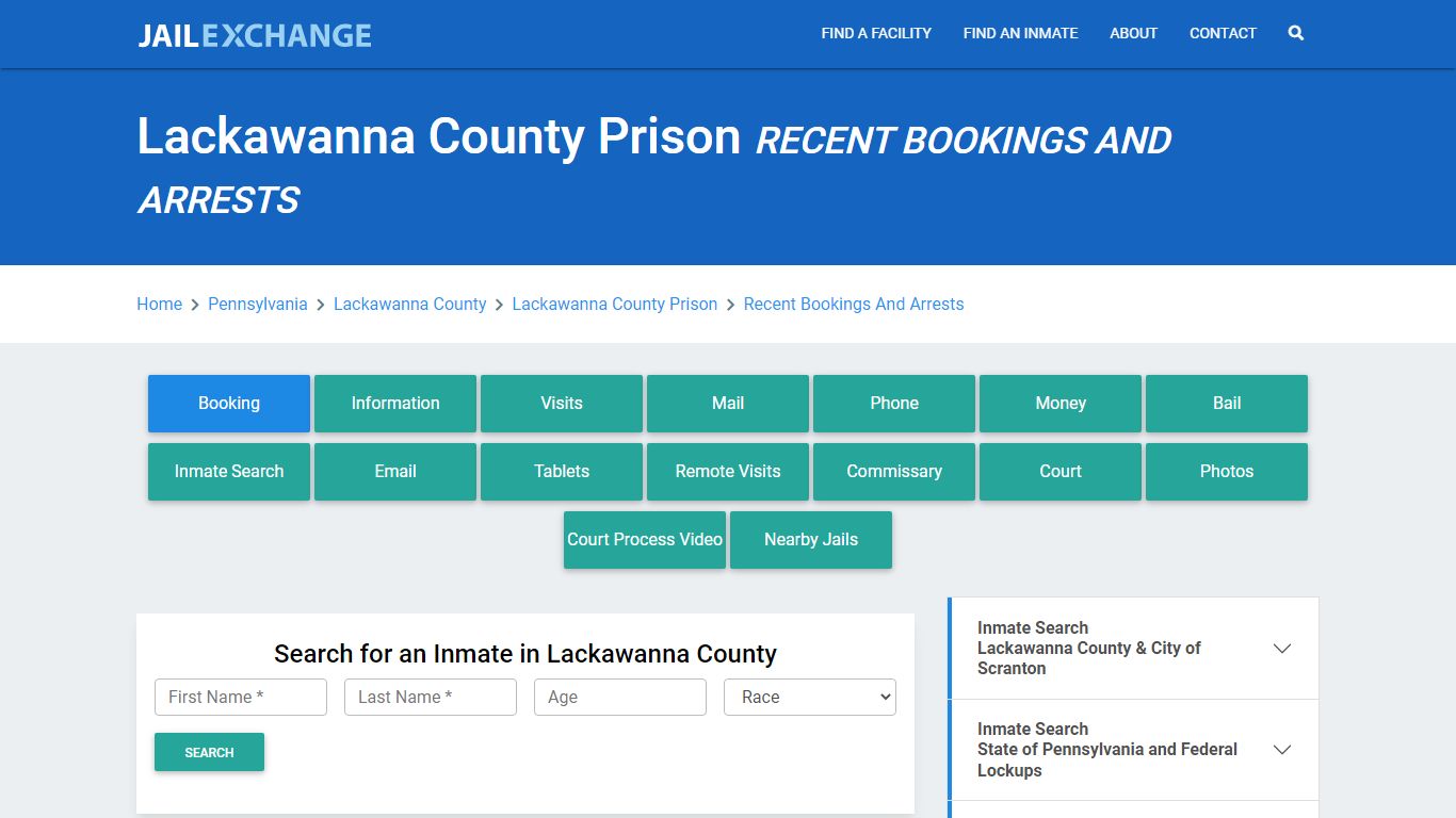 Lackawanna County Prison Recent Bookings And Arrests - Jail Exchange