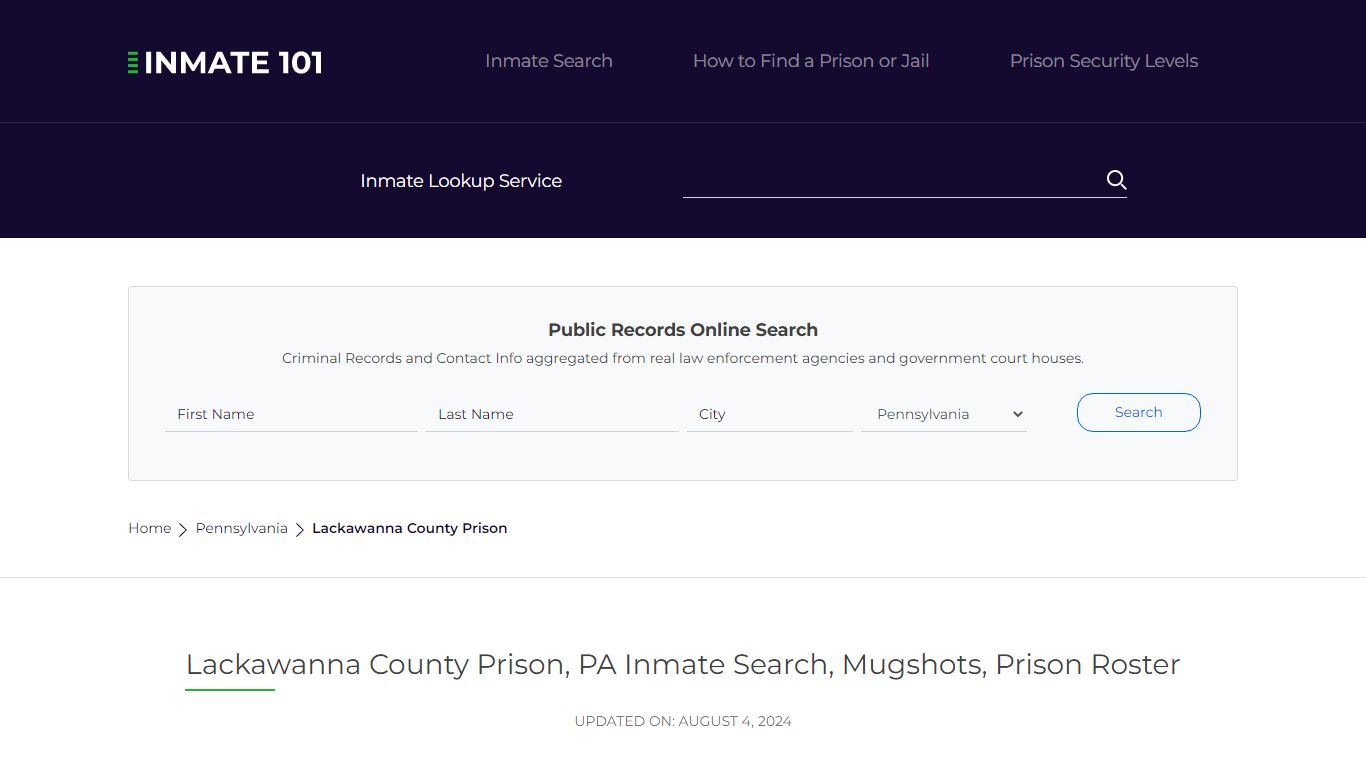 Lackawanna County Prison, PA Inmate Search, Mugshots, Prison Roster