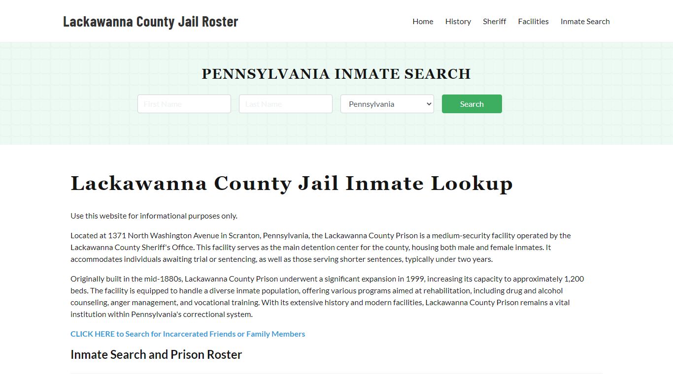 Lackawanna County Jail Roster Lookup, PA, Inmate Search